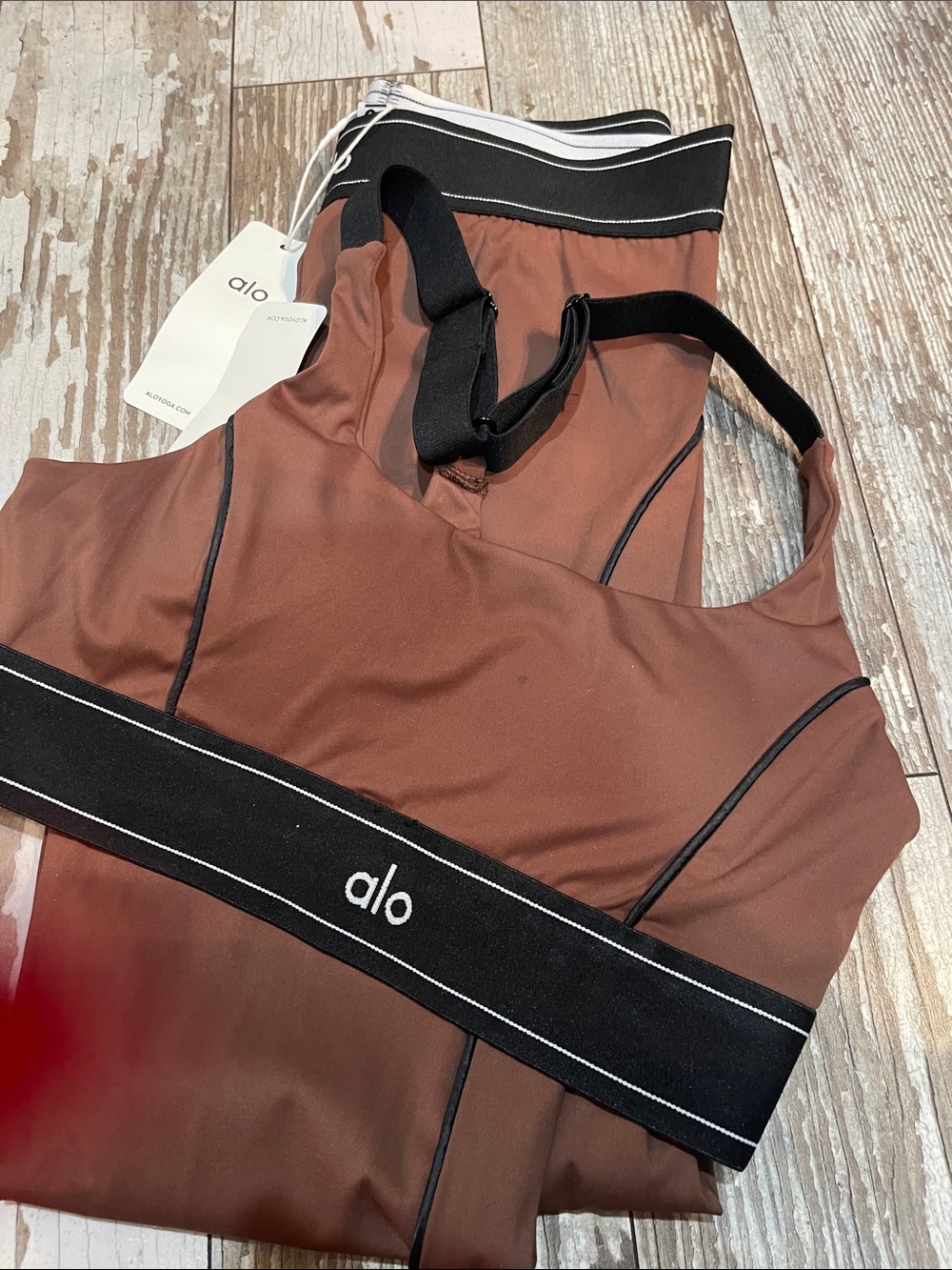 Color Block Sports Bra in Brown & Black NWT